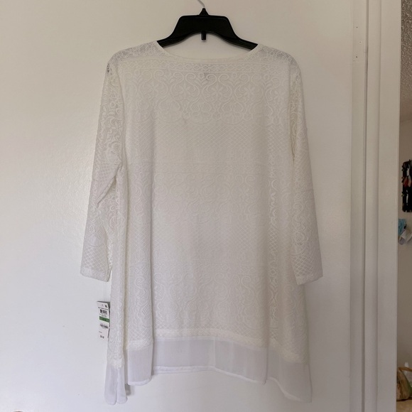jm Collection- white lace layered look top blouse size Large - Picture 4 of 6